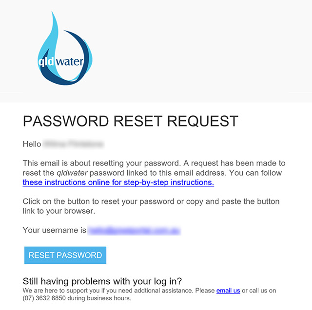 Email sent for resetting your password will look like this