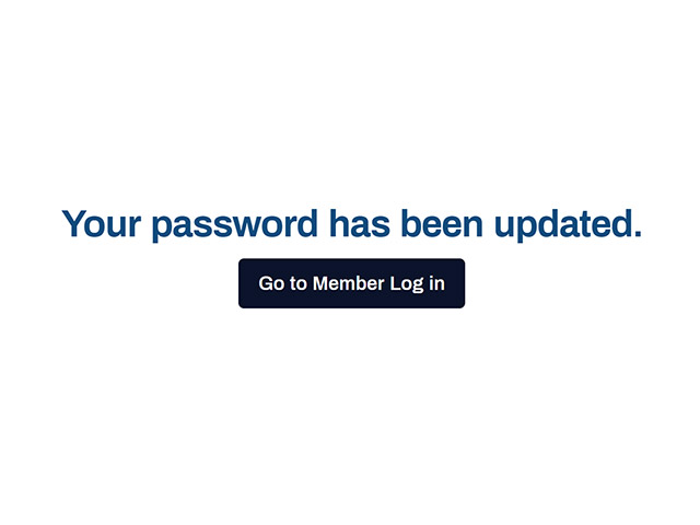 Reset Password Confirmation Screen